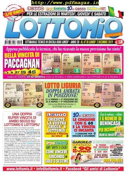 Lottomio del Lunedi – 2 Dicembre 2019 Cover