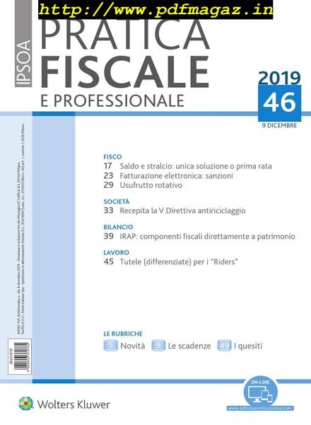 Pratica Fiscale e Professionale – 9 Dicembre 2019 Cover
