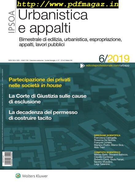 Urbanistica e appalti – Novembre 2019 Cover