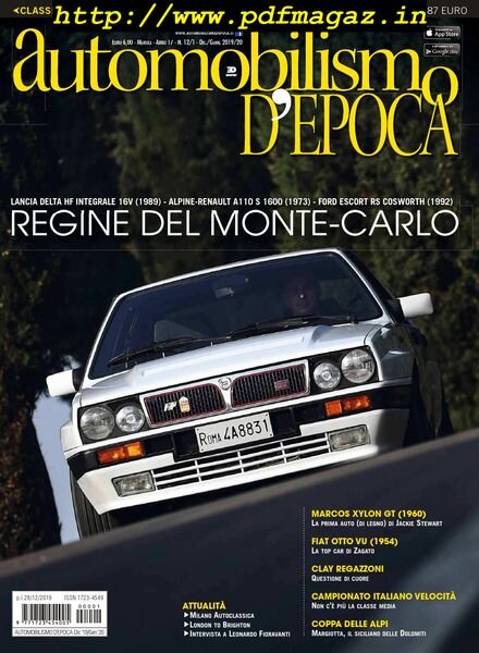 Automobilismo d’Epoca – Dicembre 2019 – Gennaio 2020 Cover