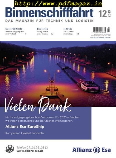 Binnenschifffahrt – Dezember 2019 Cover