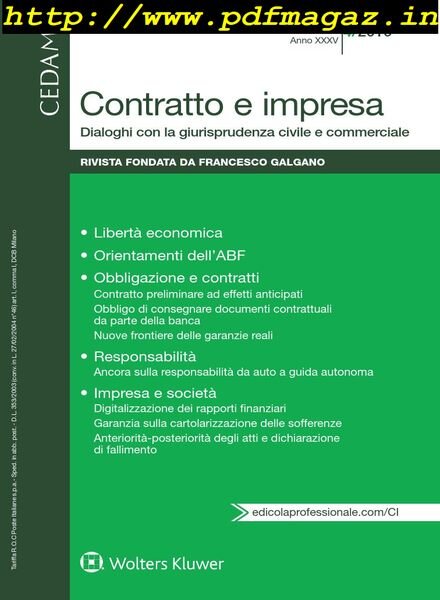 Contratto e Impresa – Agosto 2019 Cover
