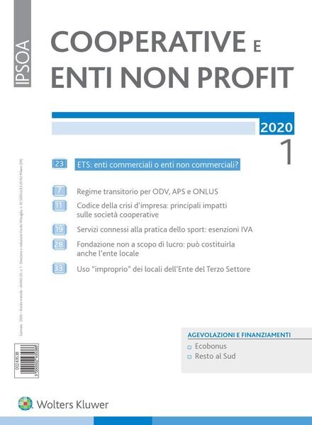 Cooperative e enti non profit – Gennaio 2020 Cover