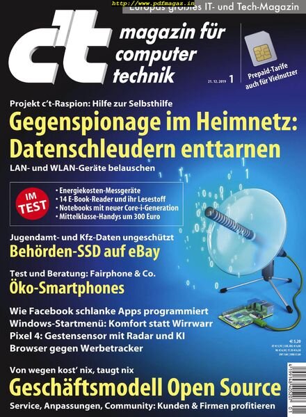 c’t Magazin – 21 Dezember 2019 Cover