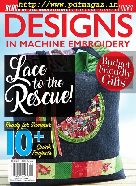 Designs in Machine Embroidery – July-August 2019 Cover