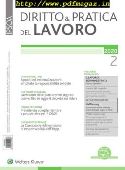Diritto e Pratica del Lavoro – 11 Gennaio 2020