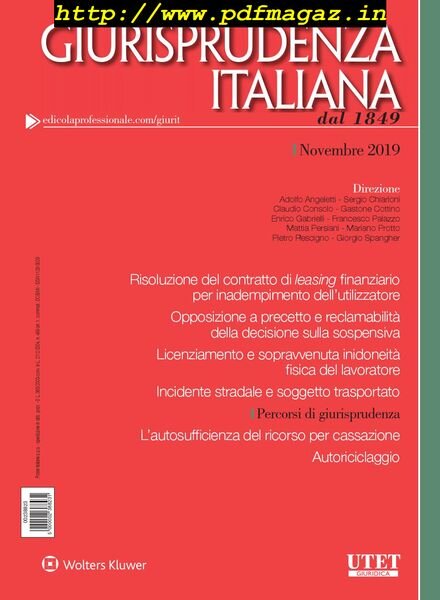 Giurisprudenza Italiana – Novembre 2019 Cover