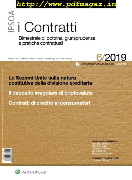 I Contratti – Novembre 2019 Cover