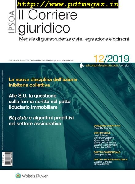 Il Corriere Giuridico – Dicembre 2019 Cover