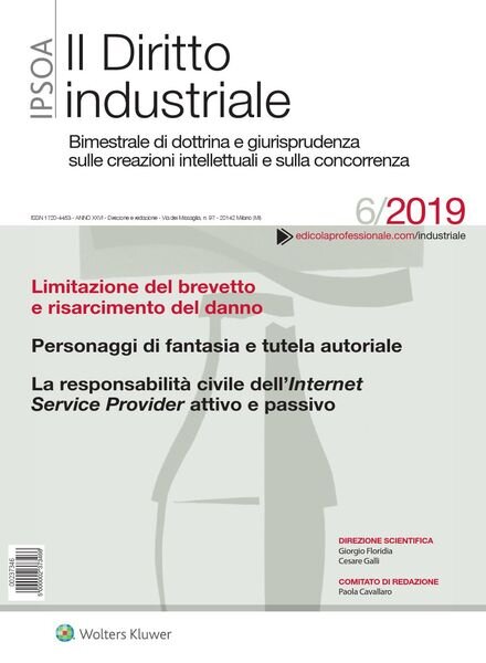 Il Diritto Industriale – Dicembre 2019 Cover