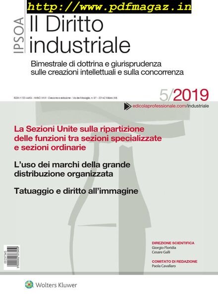 Il Diritto Industriale – Settembre 2019 Cover
