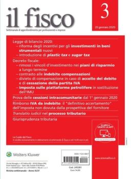 il fisco N.3 – 20 Gennaio 2020