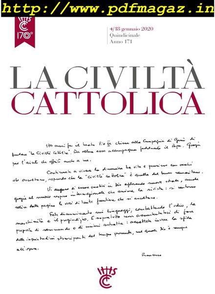 La Civilta Cattolica – 4 Gennaio 2019 Cover