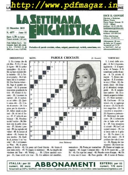 La Settimana Enigmistica – 12 Dicembre 2019 Cover