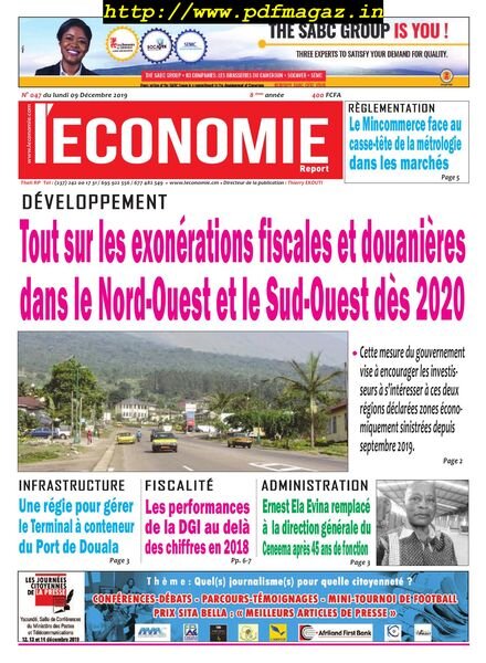 Le quotidien de l’economie magazine Afrique – 09 decembre 2019 Cover