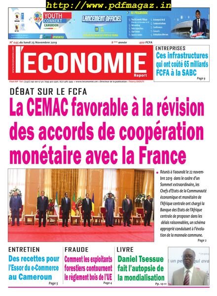 Le quotidien de l’economie magazine Afrique – 25 novembre 2019 Cover
