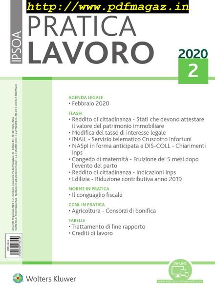 Pratica Lavoro – 18 Gennaio 2020 Cover