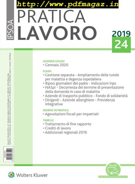 Pratica Lavoro – 7 Dicembre 2019 Cover