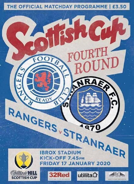 Rangers Football Club Matchday Programme – 17 January 2020 Cover