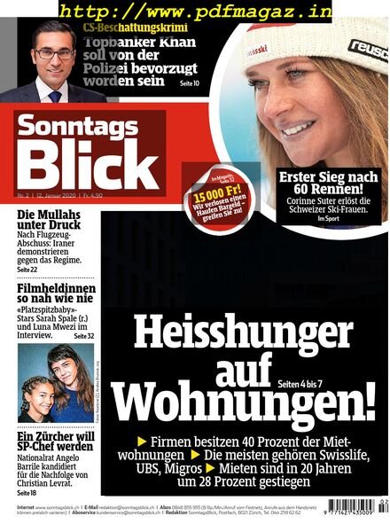 SonntagsBlick – 12 Januar 2020 Cover