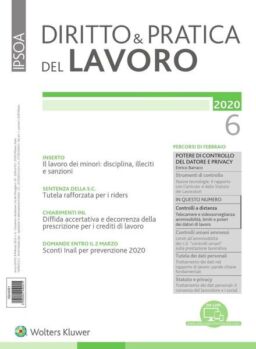 Diritto e Pratica del Lavoro – 8 Febbraio 2020