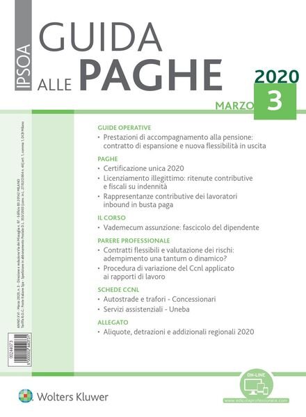 Guida alle paghe – Marzo 2020 Cover