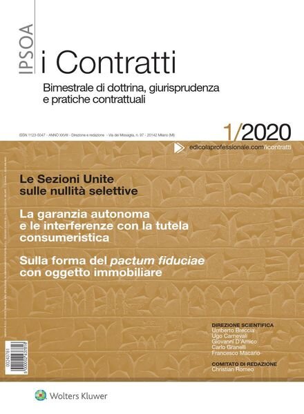 I Contratti – Gennaio 2020 Cover