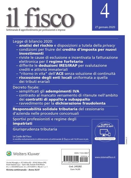 il fisco – 7 Gennaio 2020 Cover
