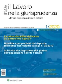 Il lavoro nella giurisprudenza – Gennaio 2020