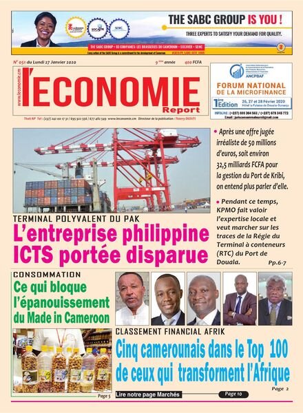 Le quotidien de l’economie magazine Afrique – 27 janvier 2020 Cover