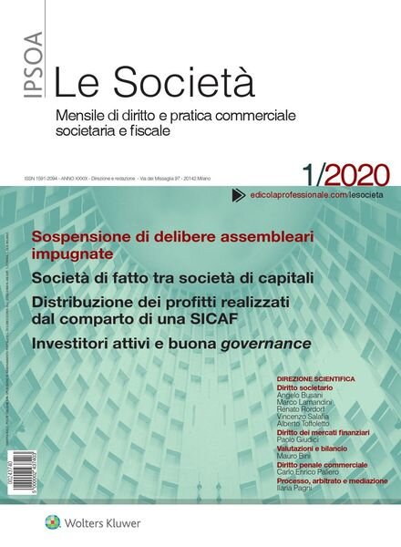Le Societa – Gennaio 2020 Cover