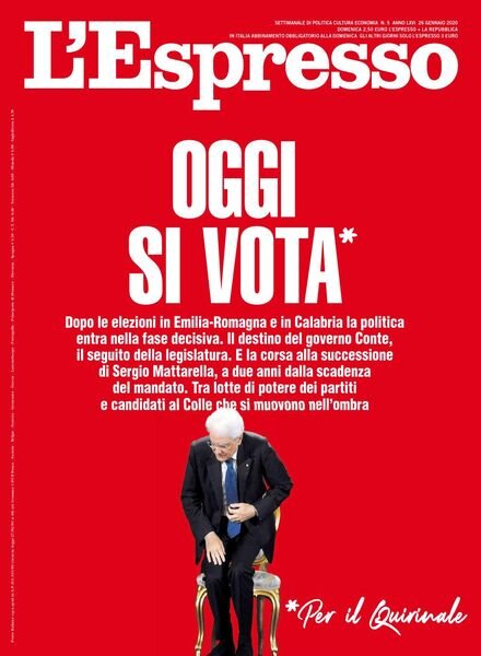 L’Espresso – 26 gennaio 2020 Cover