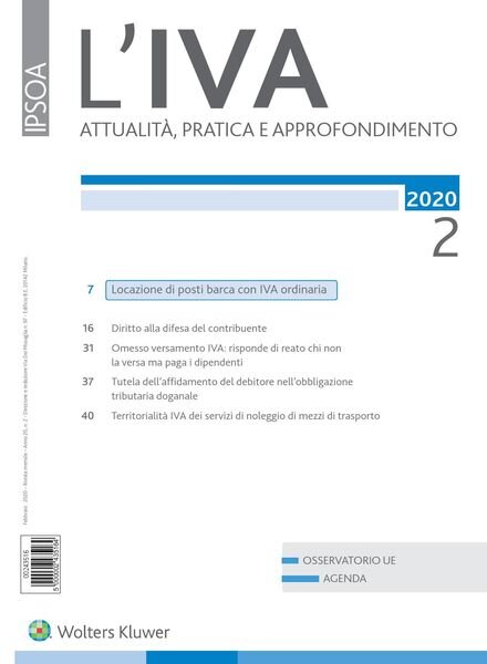 L’IVA – Febbraio 2020 Cover