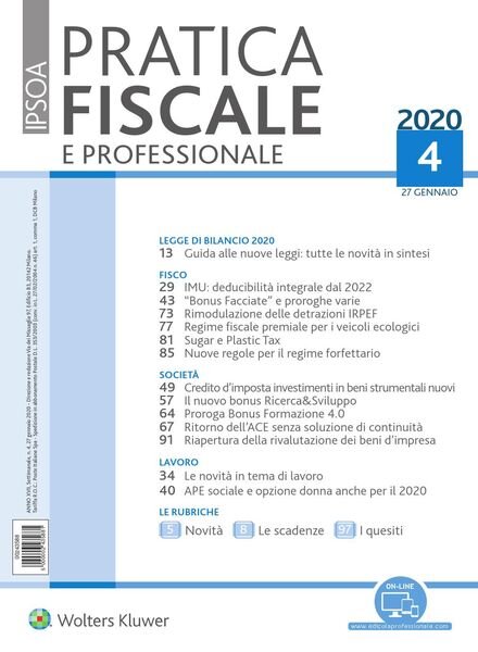 Pratica Fiscale e Professionale – 27 Gennaio 2020 Cover