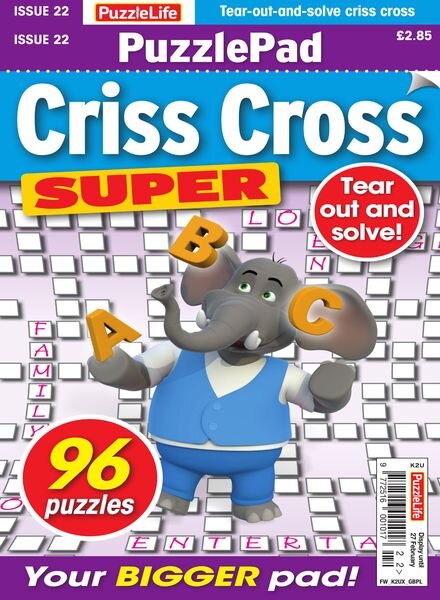PuzzleLife PuzzlePad Criss Cross Super – Issue 22 – January 2020 Cover