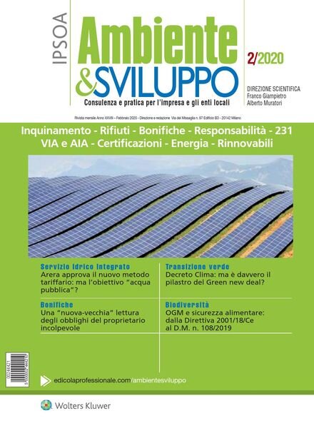 Ambiente & sviluppo – Febbraio 2020 Cover