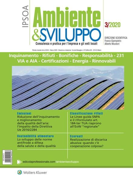 Ambiente & sviluppo – Marzo 2020 Cover