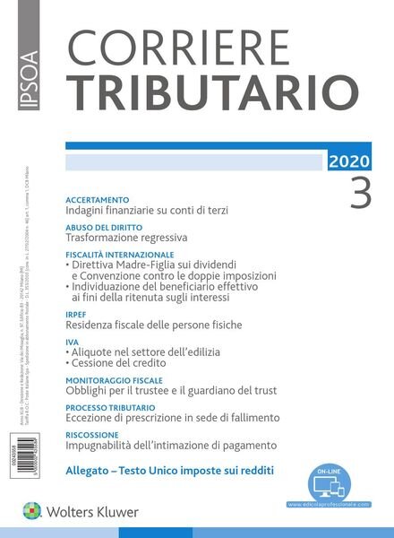Corriere Tributario – Marzo 2020 Cover