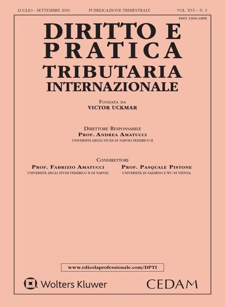 Diritto e pratica tributaria internazionale – Luglio-Settembre 2019 Cover