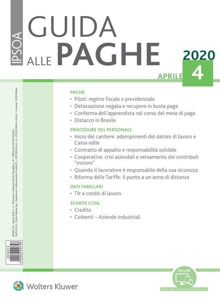 Guida alle paghe – Aprile 2020 Cover