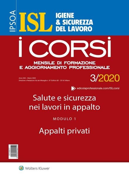 Igiene & Sicurezza del Lavoro Corsi – Marzo 2020 Cover