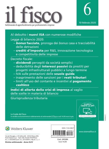 il fisco – 10 Febbraio 2020 Cover