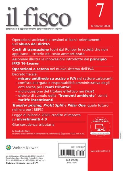 il fisco – 17 Febbraio 2020 Cover