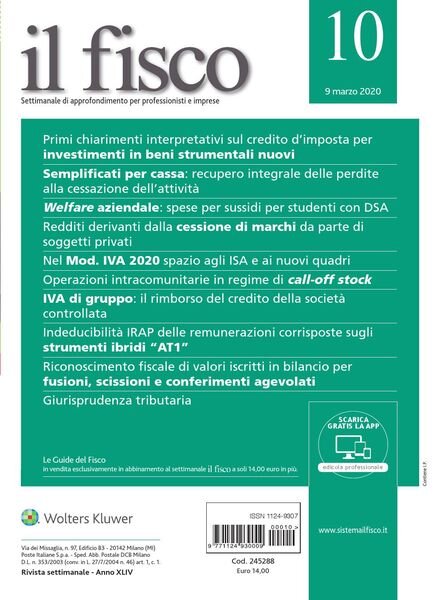 il fisco – 9 Marzo 2020 Cover