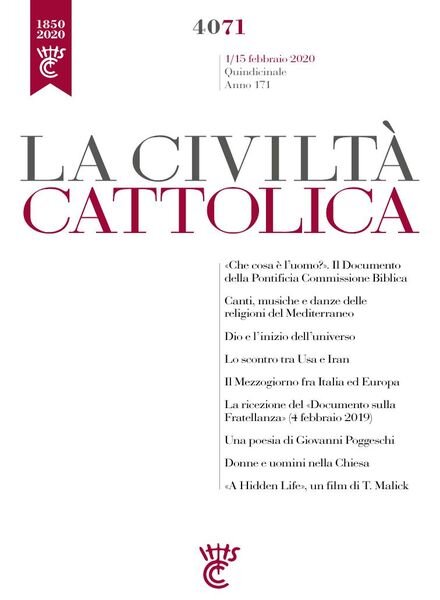 La Civilta Cattolica – 1 Febbraio 2020 Cover