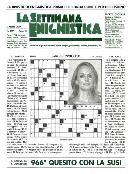 La Settimana Enigmistica – 5 Marzo 2020 Cover