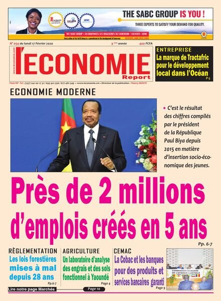 Le quotidien de l’economie magazine Afrique – 17 fevrier 2020 Cover