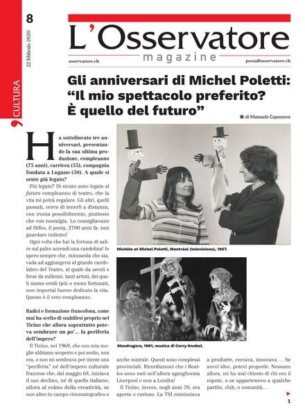 L’Osservatore – 22 Febbraio 2020 Cover