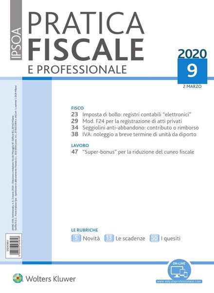 Pratica Fiscale e Professionale – 2 Marzo 2020 Cover