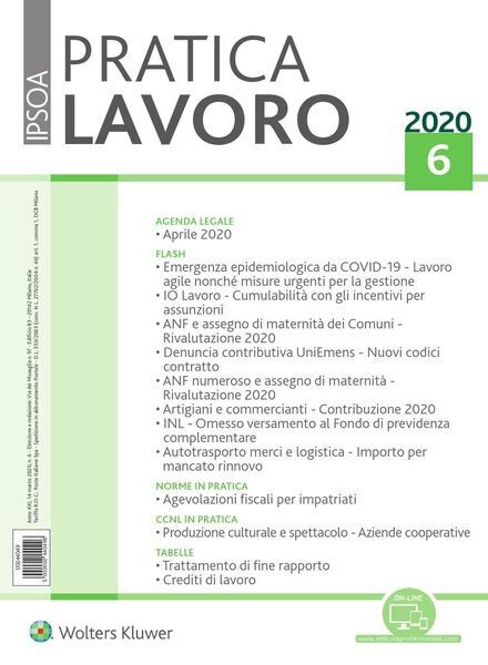Pratica Lavoro – 14 Marzo 2020 Cover